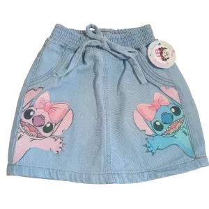 Saia jeans infantil do Stitch